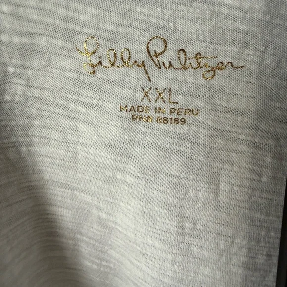 Lilly Pulitzer White V-Neck Short Sleeve Tee - Picture 4 of 4